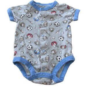 Baby Sprockets One Piece Snap Up Onesie Boys 3-6M‎ Gray Short Sleeve Sports
